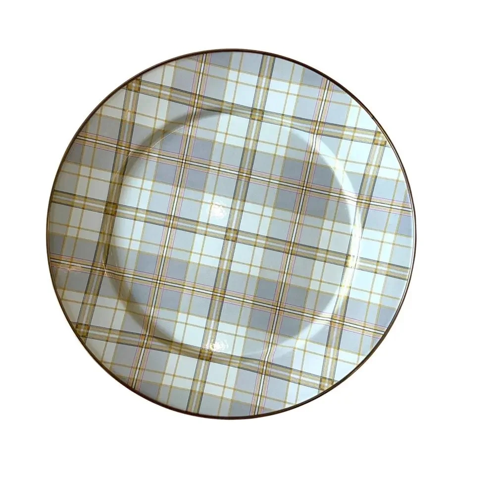 4pk MacKenzie-Childs Tartan Latte 12in Chargers NEW